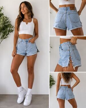 Vintage Bongo Blue Jeans Cut Off Denim Shorts USA Made High Rise Mom Jean 9